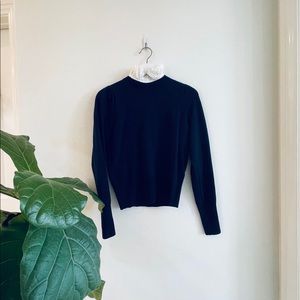 Sandro Navy Wool and Cashmere Sweater